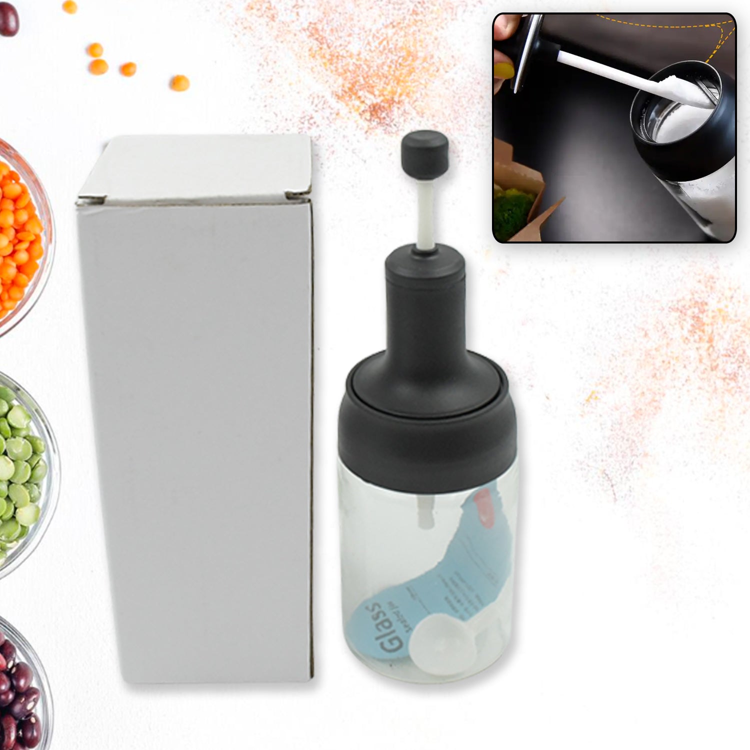 5522 Heat-resistant Condiment Container Seasoning Box Glass Condiment Canisters Pots Bottle With Serving Spoons For Salt Spice Honey Sugar Bbq Resturant Jar Oil Bottle Honey Jar Dispenser Airtight Cap Transparent (1 Pc) 5522 Heat-resistant Condiment Container Seasoning Box Glass Condiment Canisters Pots Bottle With Serving Spoons For Salt Spice Honey Sugar Bbq Resturant Jar Oil Bottle Honey Jar Dispenser Airtight Cap Transparent (1 Pc)